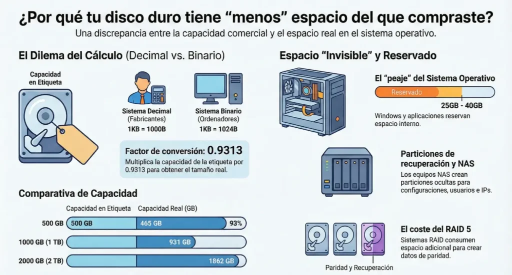 Capacidad Real vs capacidad Comercial de u DIsco Duro